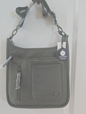 Samantha Brown Olive Green Crossbody Shoulder Bag.